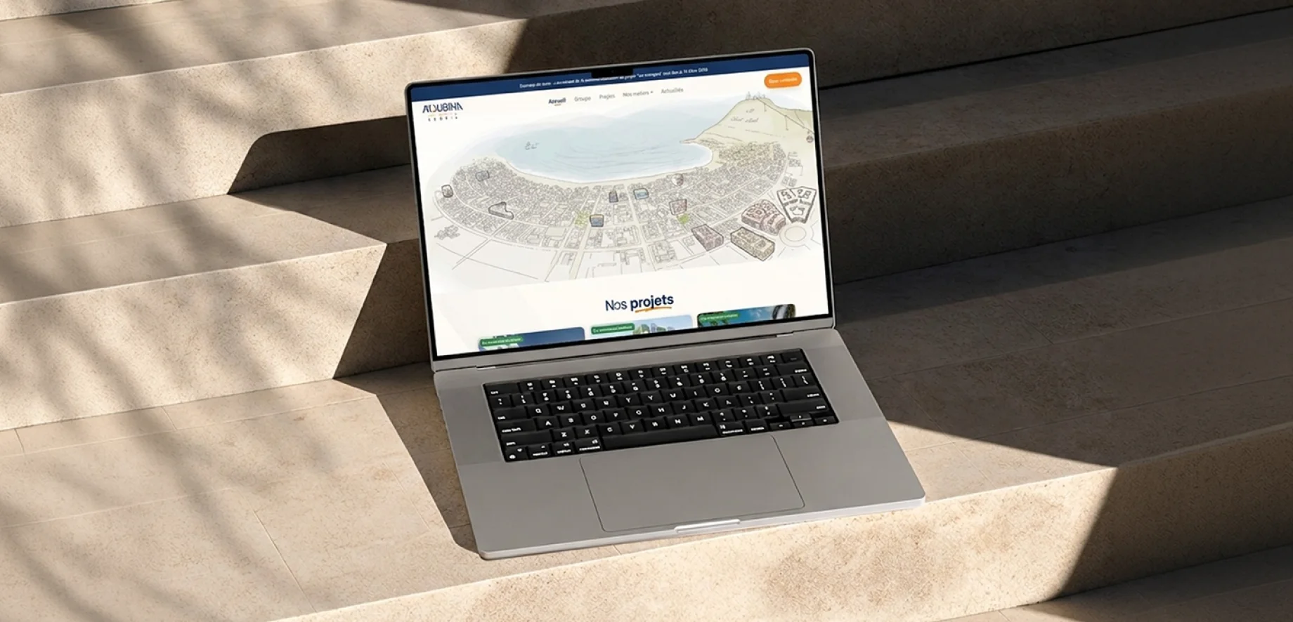 Moubina Real Estate Developer Website Mockup on Laptop