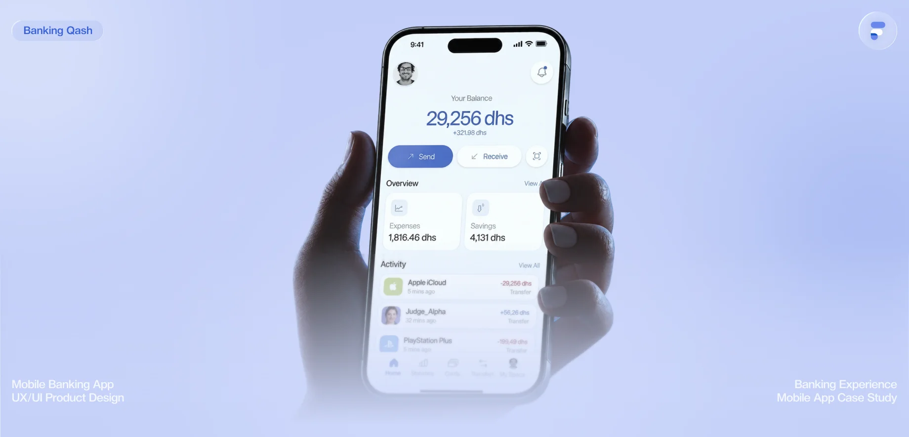 Qash Bank Mobile Application Interface Mockup