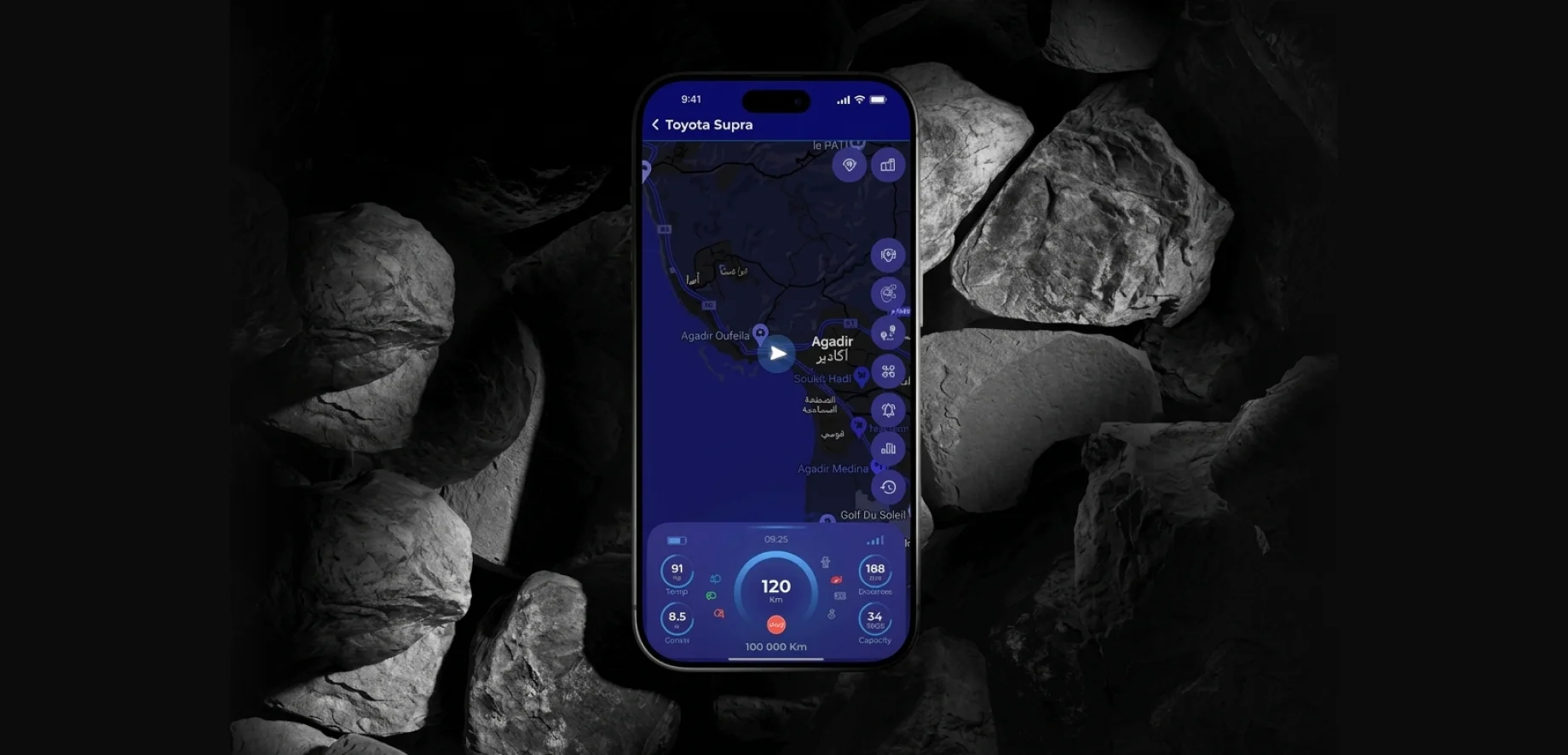 Tracky Vehicle Tracking Mobile App and Dashboard Mockup