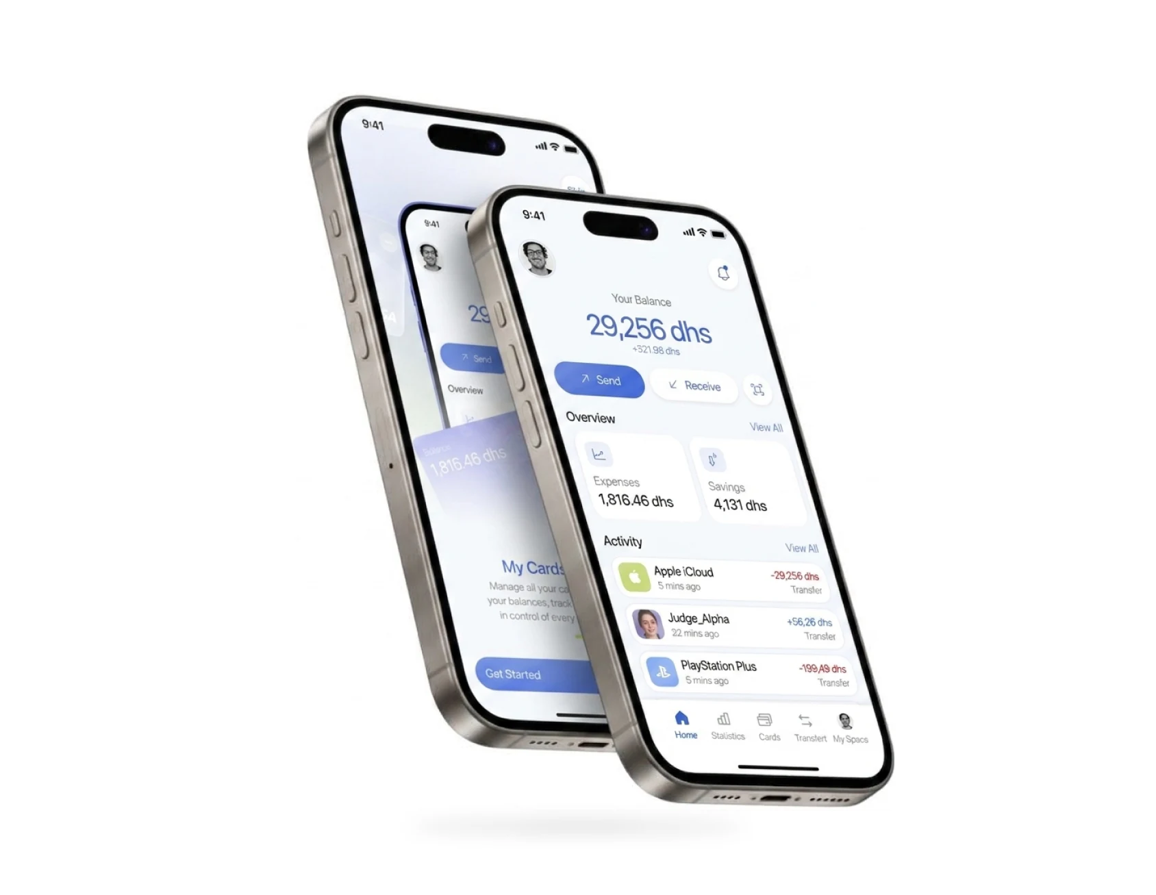 Qash Bank banking app case study shown on two phones
